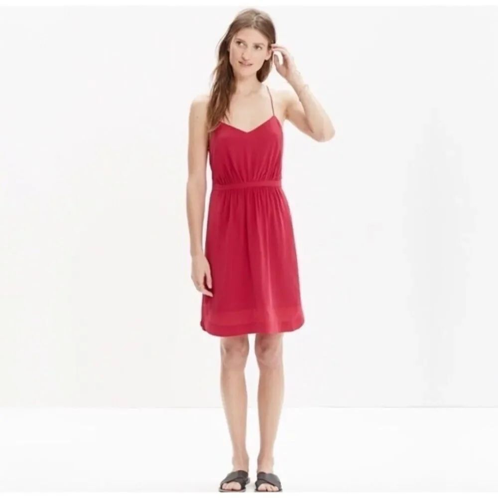 Madewell Women's Silk Cami Dress Size 4 Magenta Sleeveless Summer Casual
